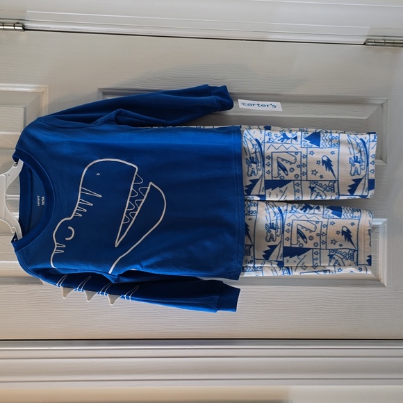 CARTER'S TODDLER BOYS BLUE & WHITE TWO PIECE DINOSAURS PAJAMA SET SIZE 5T - Picture 3 of 13